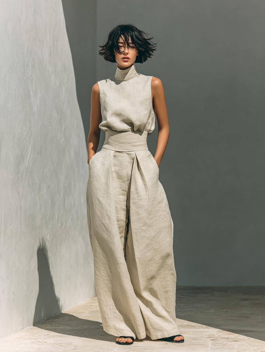 Atenea | Conjunto Minimalista de Blusa y Pantalones Anchos