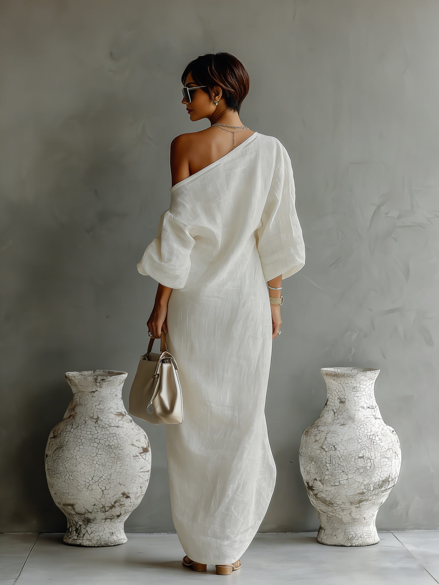 Avenza | Vestido de Lino Elegante Un Solo Hombro