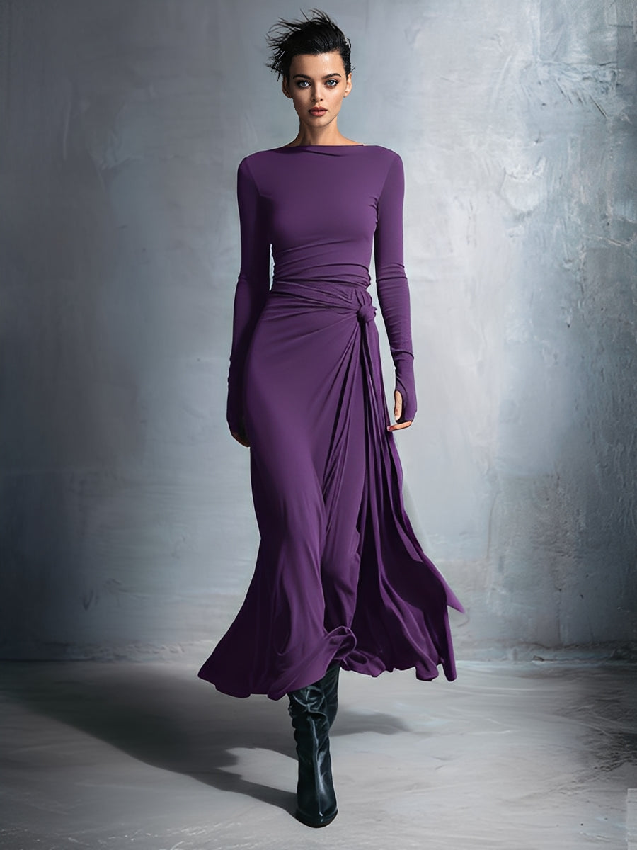 Nyxen | Vestido Largo Elástico Cruzado con Nudo