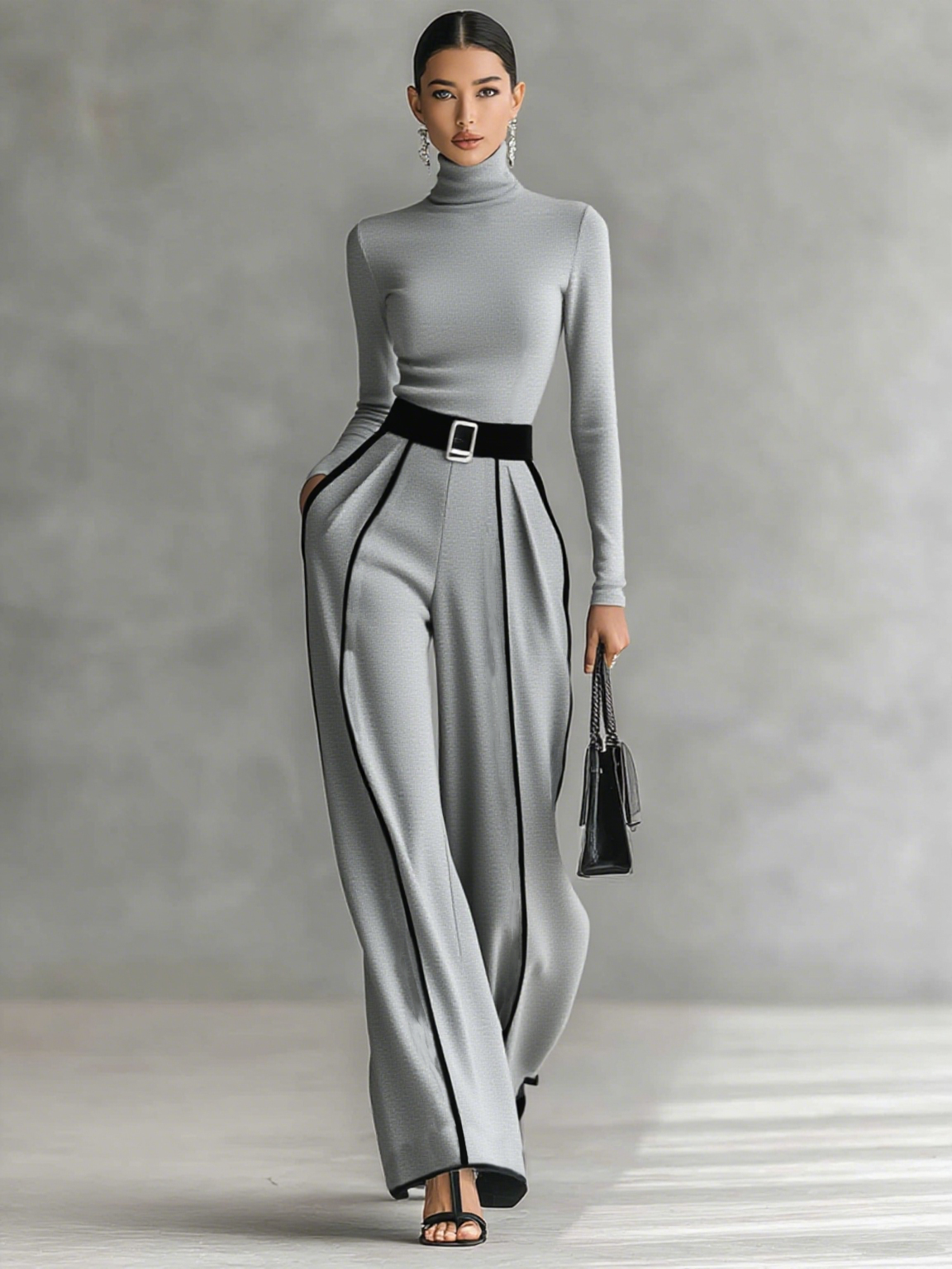 Althéa | Conjunto de Dos Piezas con Cuello Alto y Pantalones Anchos