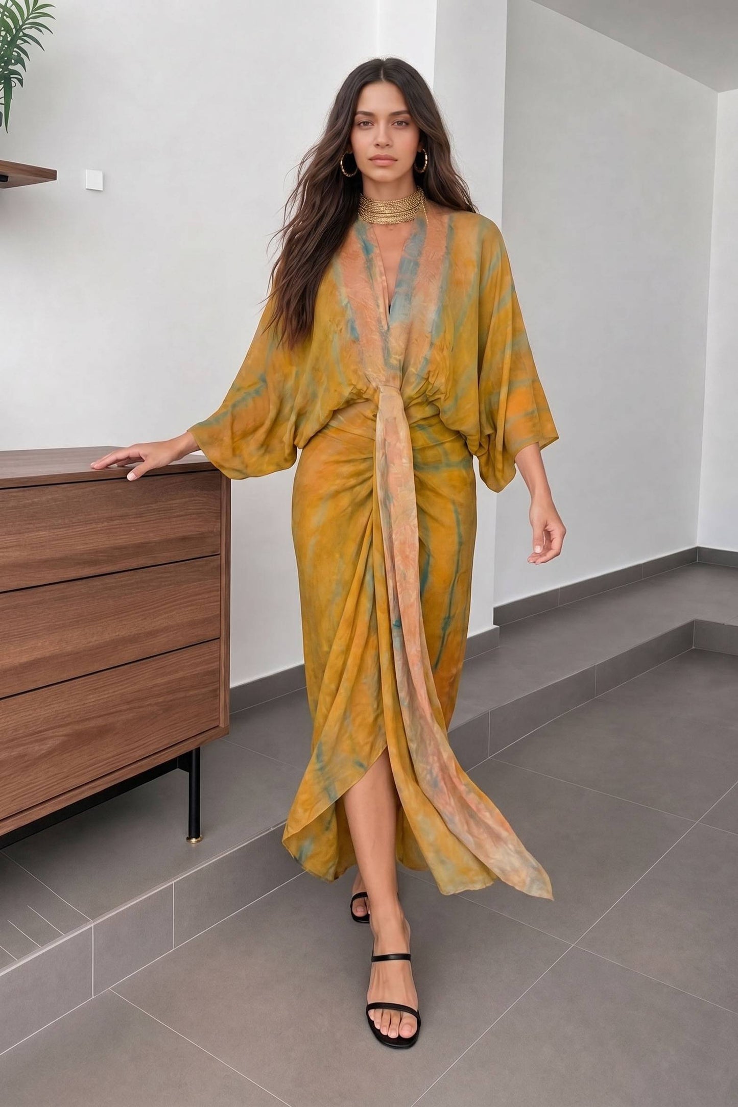 Vitoria | Vestido Largo Mangas Murciélago Kimono