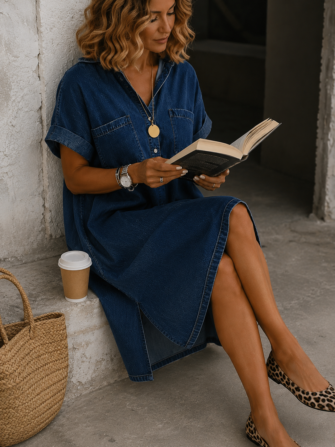 Alvera | Vestido Corto Camisero Denim Relajado