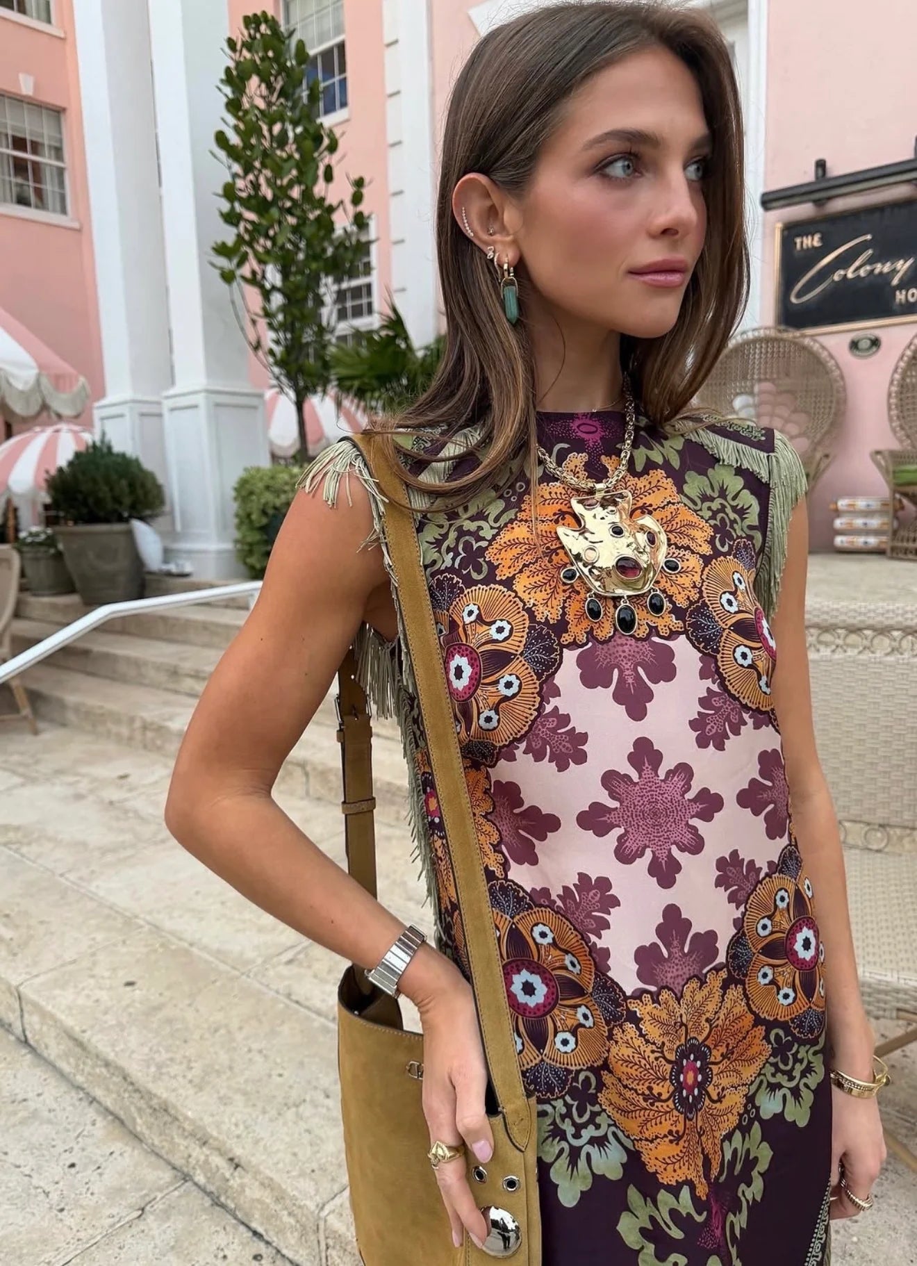 Seravelle | Vestido Estampado Con Flecos
