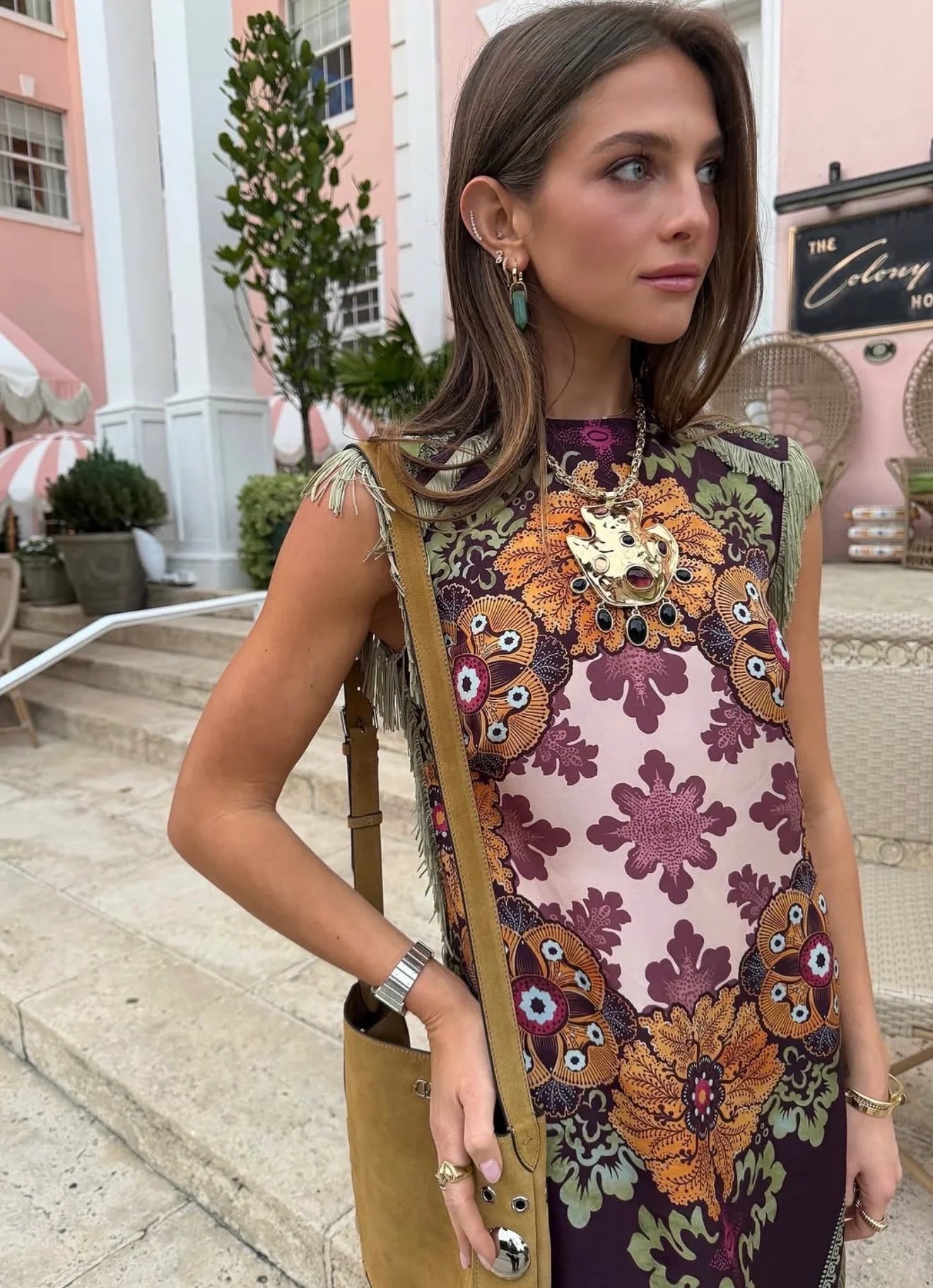 Seravelle | Vestido Estampado Con Flecos