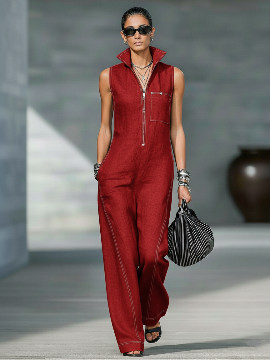 Aldara | Mono Sin Mangas Oversize Minimalista con Ribete Blanco