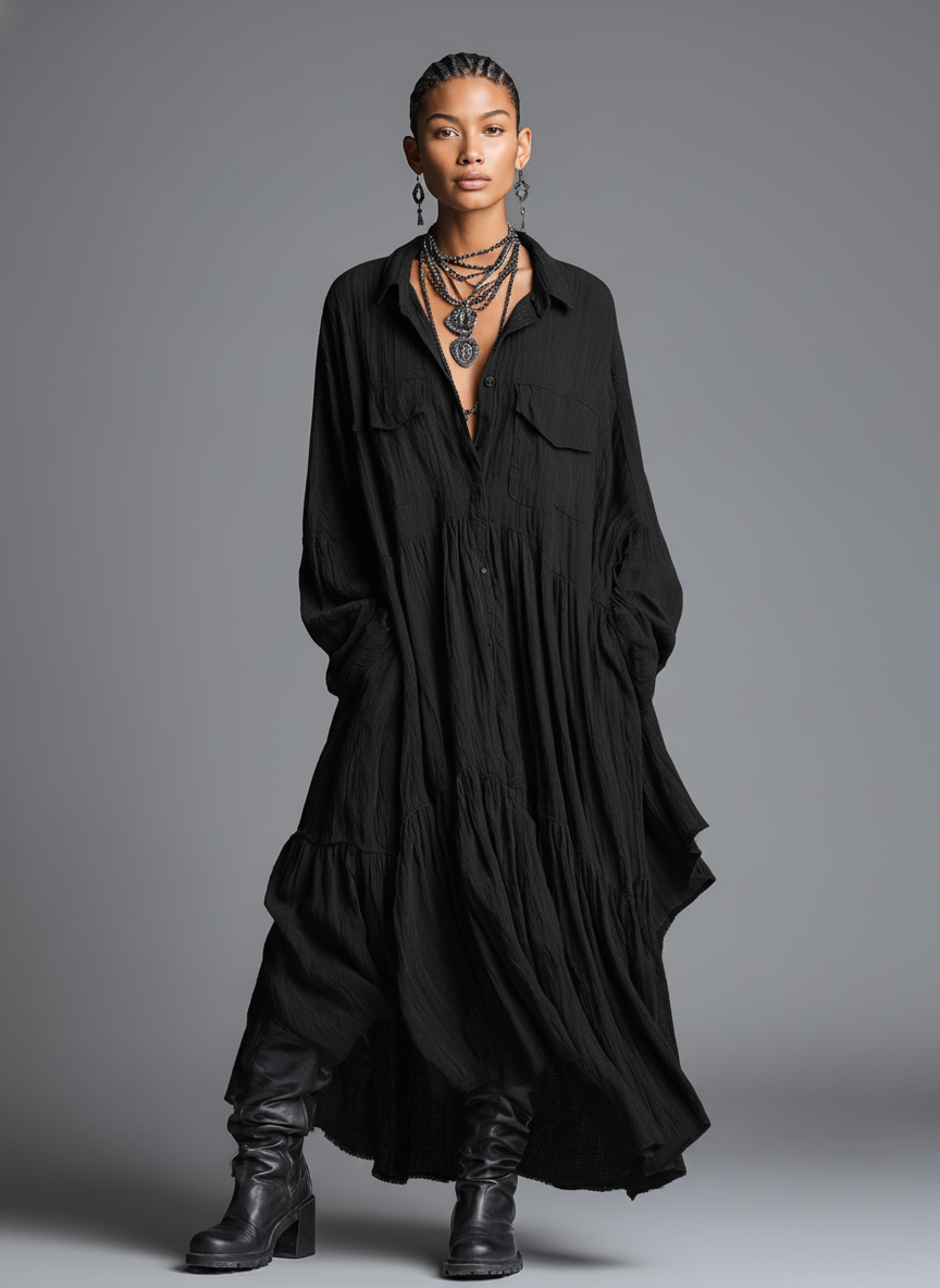 Kael | Vestido Largo Oversize de Lino