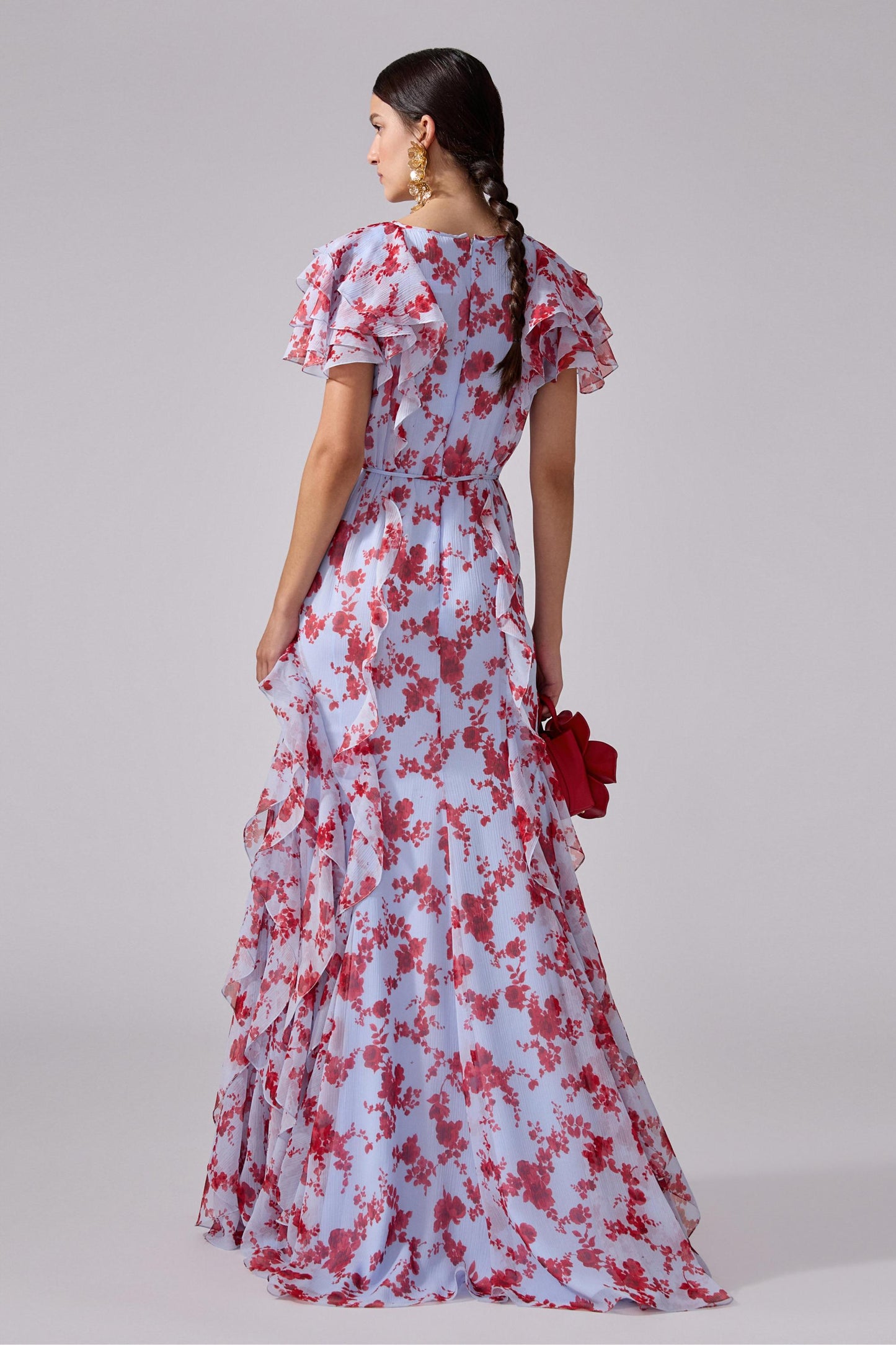 Cavira | Vestido Largo Floral Volantes