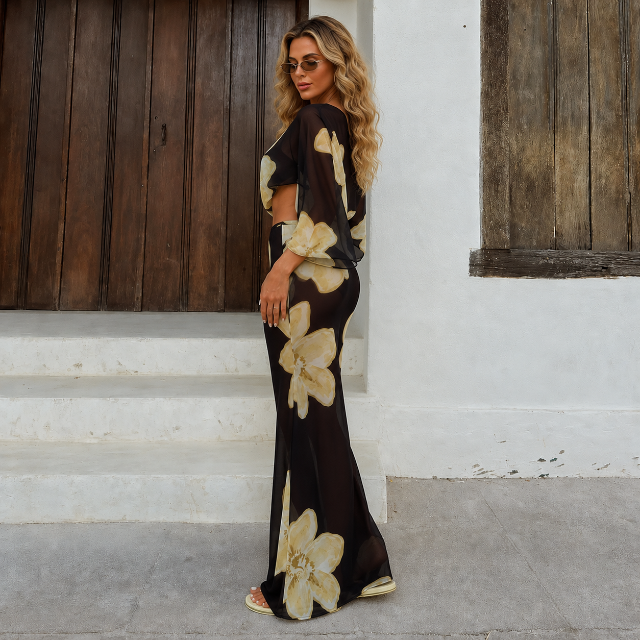 Calivette | Conjunto Floral Top Falda Maxi