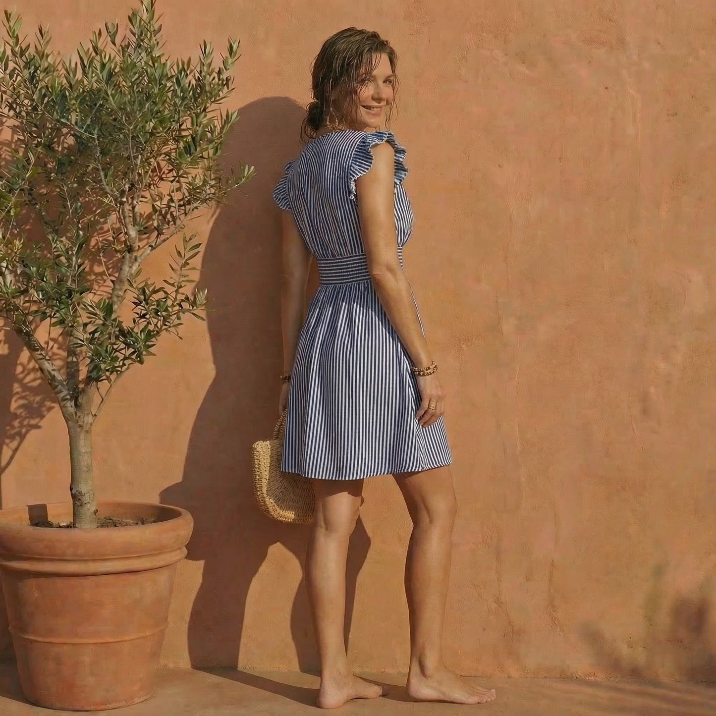 Arelia | Vestido Corto Rayas Volantes