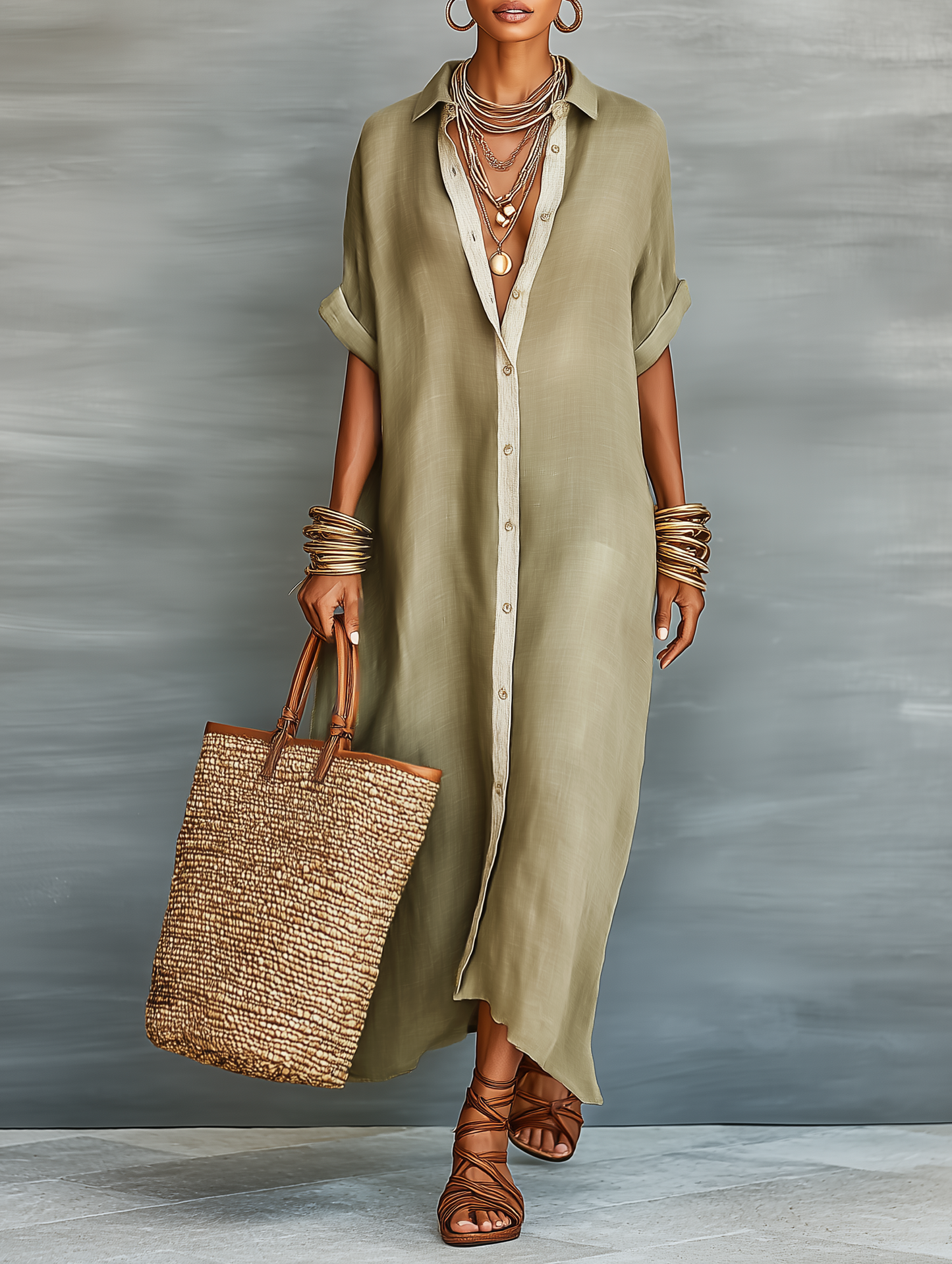 Sahira | Vestido Camisero Largo Minimalista