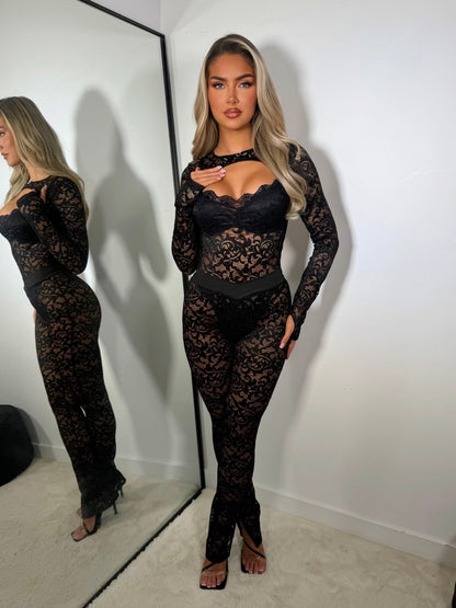 Evanelle | Conjunto Largo Encaje Ajustado