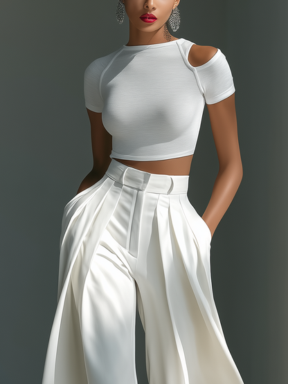 Alisa | Conjunto Top Corto y Pantalón Ancho Cintura Alta