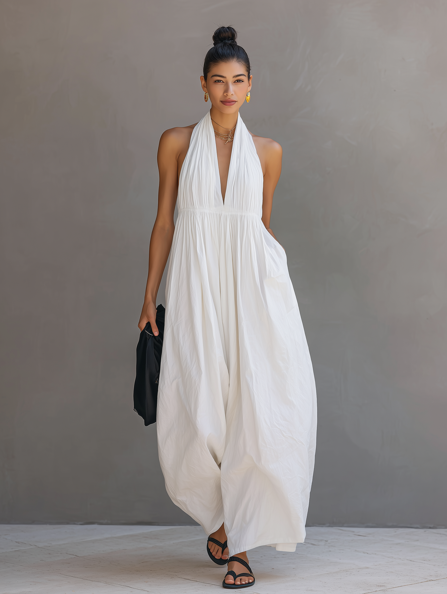 Danella | Mono Informal Cuello Halter Sin Mangas