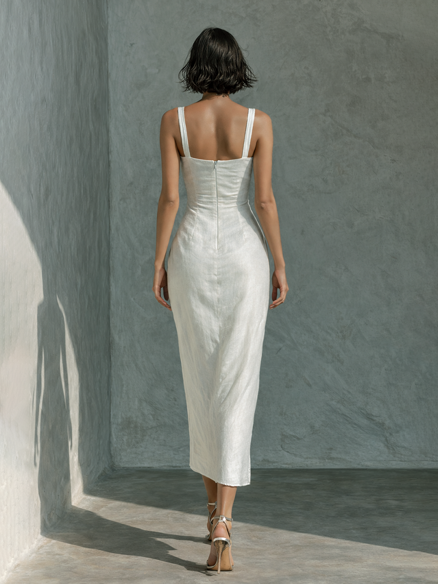 Ioana | Vestido Midi Sencillo de Lino Sin Mangas