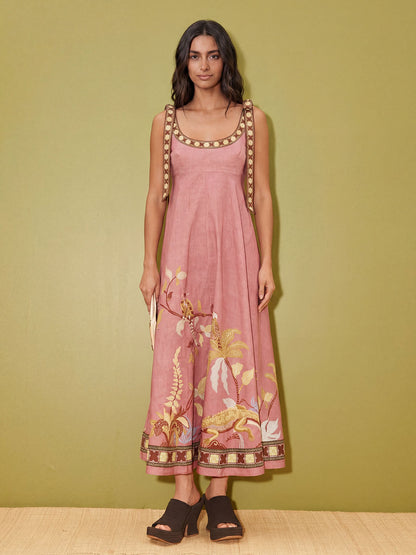 Brisara | Vestido Largo Bohemio Estampado Tropical
