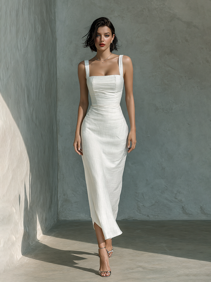 Ioana | Vestido Midi Sencillo de Lino Sin Mangas