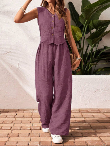 Solvira | Conjunto Top Sin Mangas Pantalón