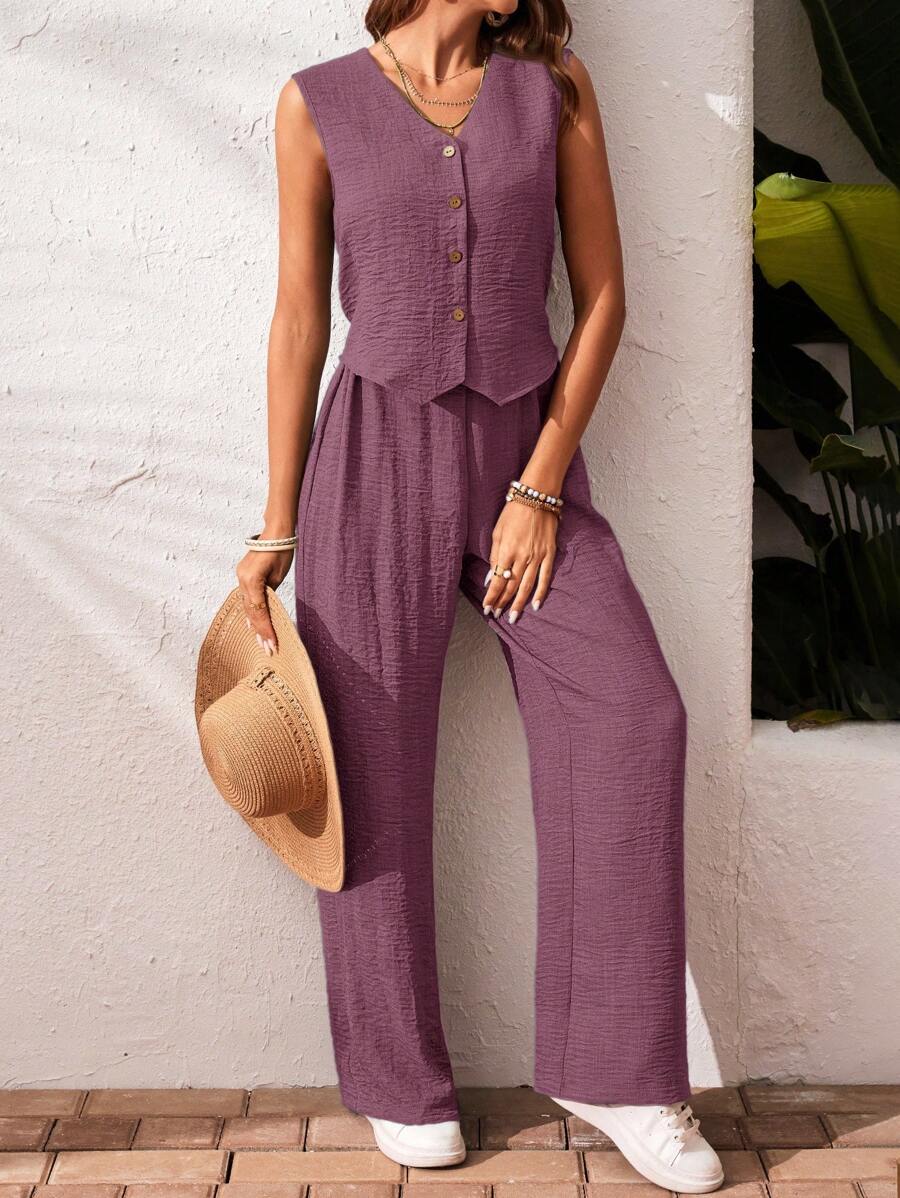 Solvira | Conjunto Top Sin Mangas Pantalón