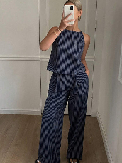 Azelvienne | Conjunto Top Sin Mangas Pantalones