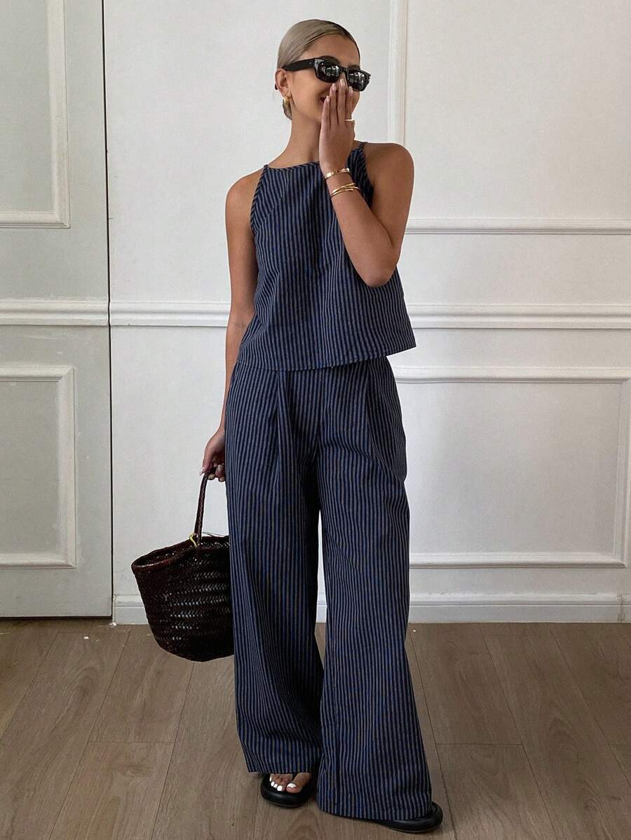 Azelvienne | Conjunto Top Sin Mangas Pantalones