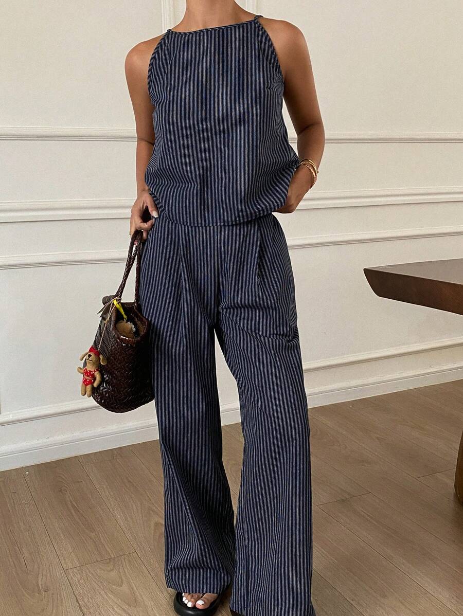 Azelvienne | Conjunto Top Sin Mangas Pantalones