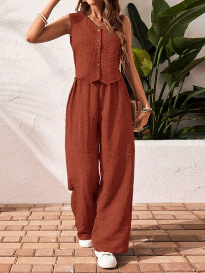 Solvira | Conjunto Top Sin Mangas Pantalón