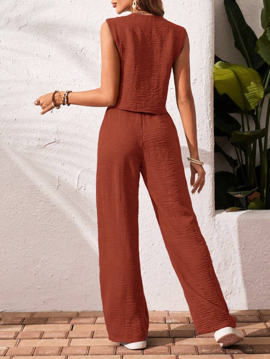 Solvira | Conjunto Top Sin Mangas Pantalón