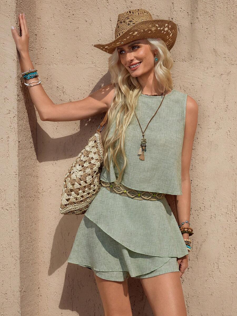 Velia | Conjunto Escalonado Chaleco Shorts