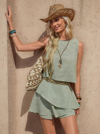 Velia | Conjunto Escalonado Chaleco Shorts