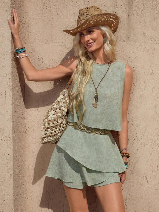 Velia | Conjunto Escalonado Chaleco Shorts