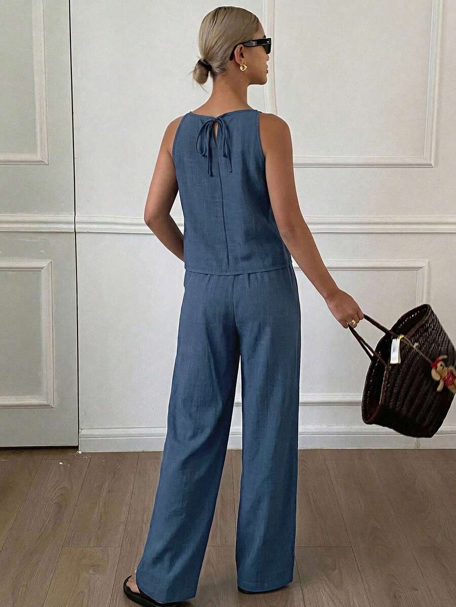 Azelvienne | Conjunto Top Sin Mangas Pantalones