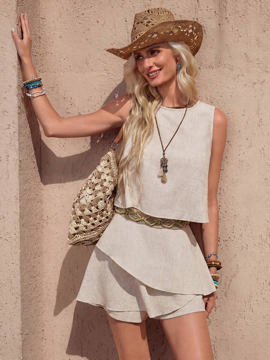 Velia | Conjunto Escalonado Chaleco Shorts