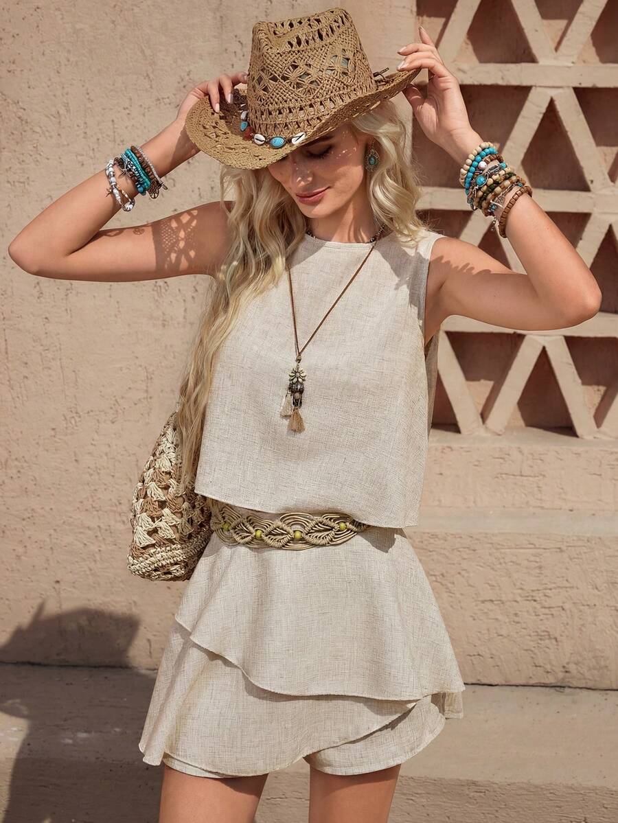 Velia | Conjunto Escalonado Chaleco Shorts