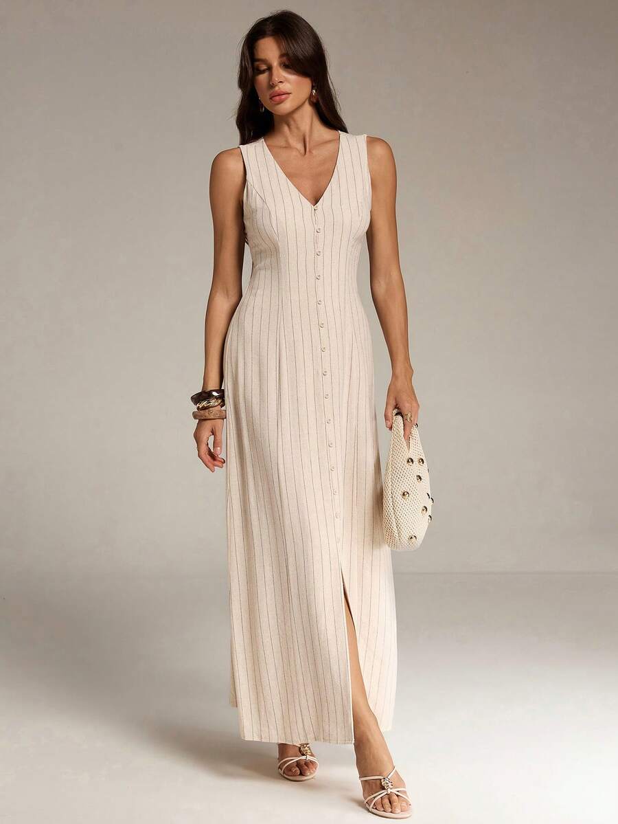 Marea | Vestido Largo Rayas Sin Mangas