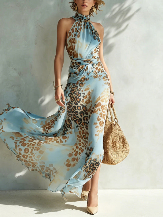 Luvia | Vestido Largo Halter Leopardo