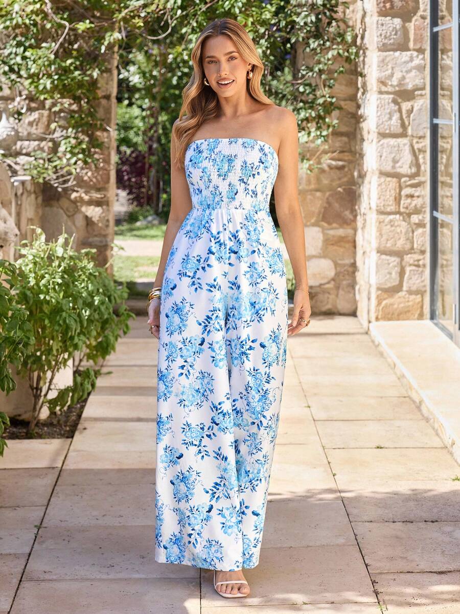 Novia |  Mono Bustier Floral Pernera Ancha