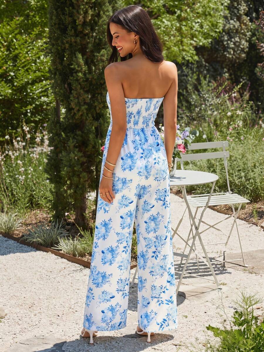 Novia |  Mono Bustier Floral Pernera Ancha