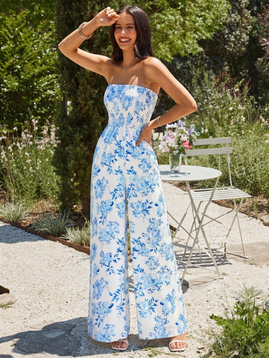 Novia |  Mono Bustier Floral Pernera Ancha