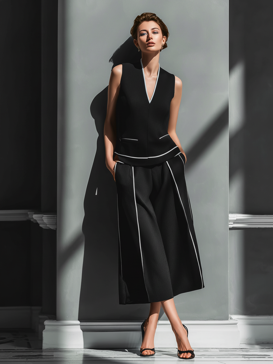 Verona | Conjunto con Ribete en Contraste y Pantalón Culotte