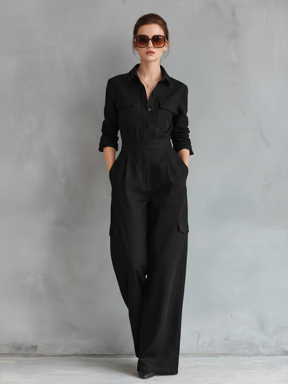 Ravel | Mono Elegante Manga Larga con Cuello Camisero