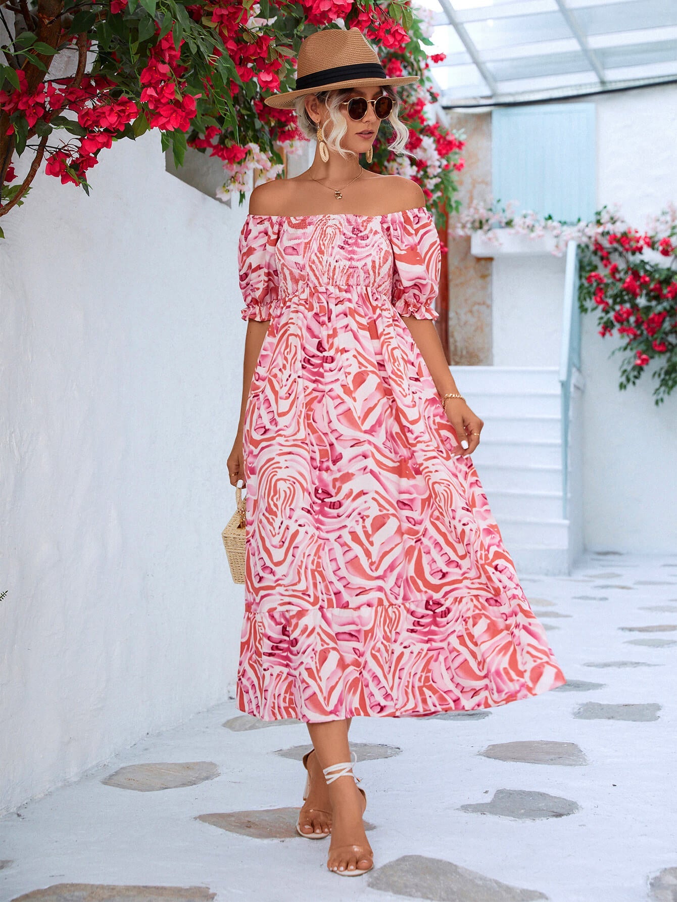 Aurela | Vestido Largo Mangas Caídas Volantes