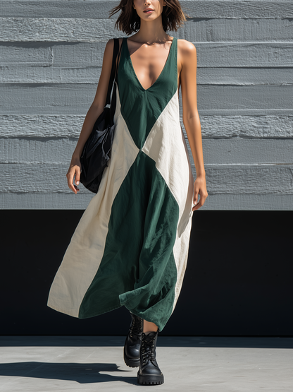 Verena | Vestido Largo Holgado Sin Mangas con Escote en V