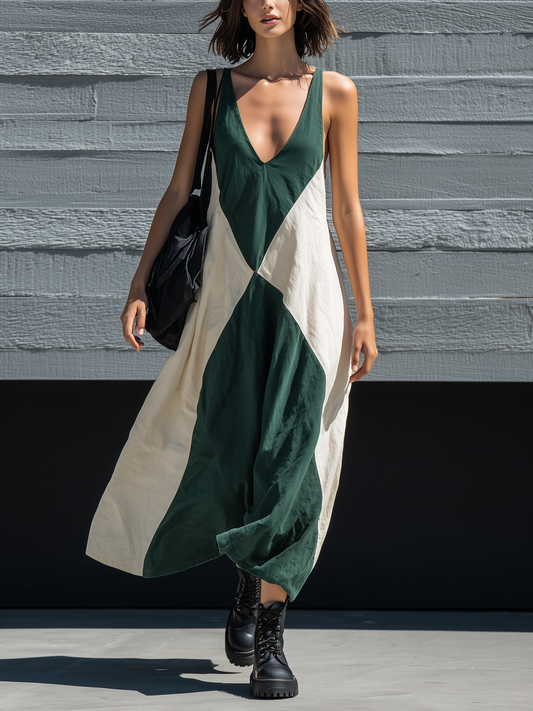 Verena | Vestido Largo Holgado Sin Mangas con Escote en V