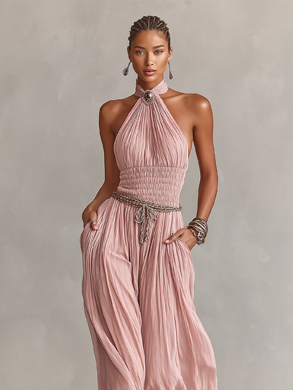 Rosalén | Mono Plisado Elegante Atemporal Cuello Halter