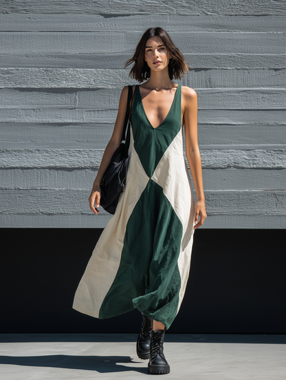 Verena | Vestido Largo Holgado Sin Mangas con Escote en V