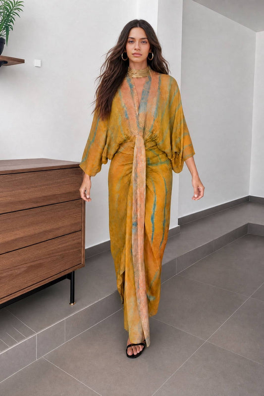 Vitoria | Vestido Largo Mangas Murciélago Estilo Kimono