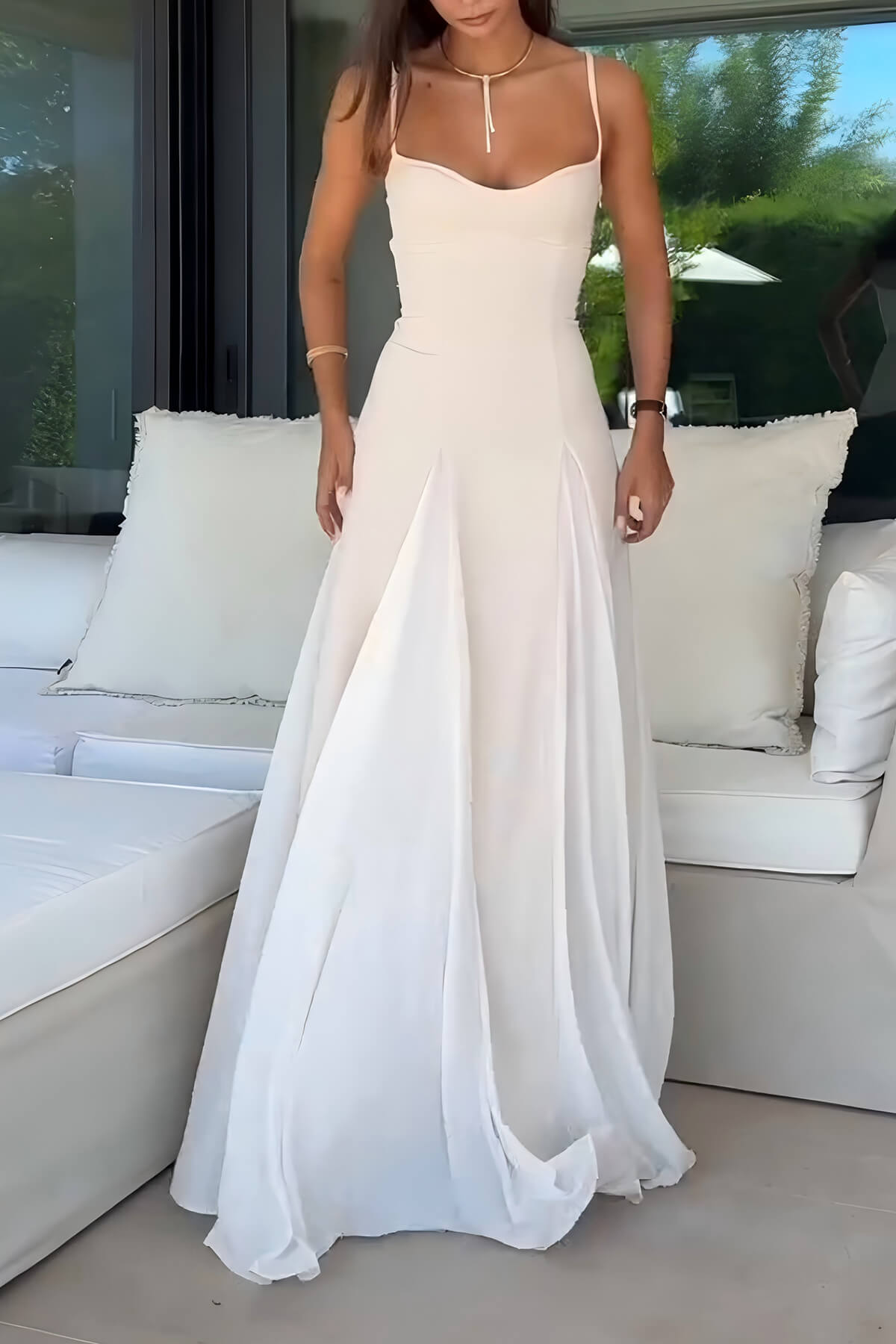 Prismira | Vestido Largo Plisado Elegante Sin Mangas
