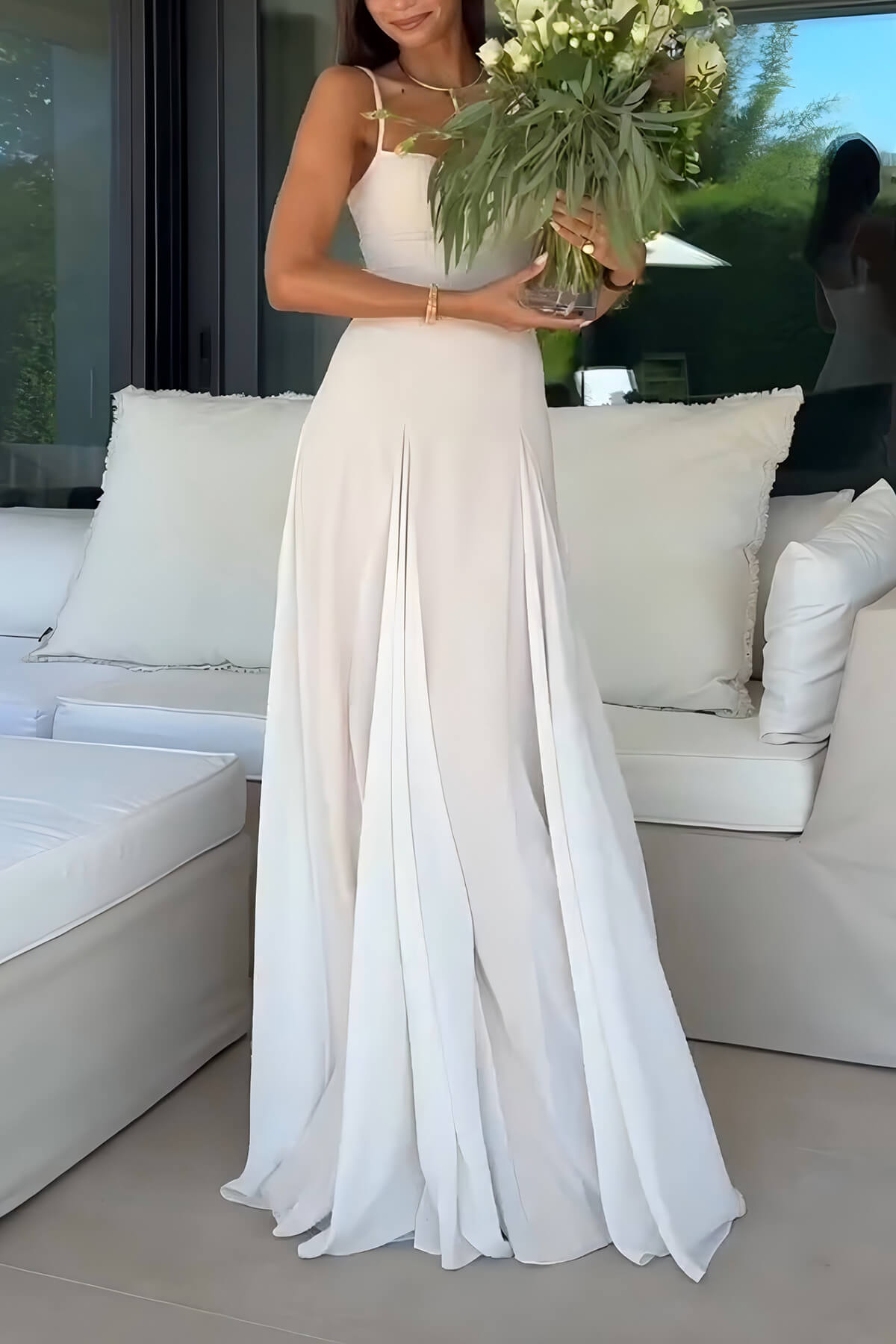 Prismira | Vestido Largo Plisado Elegante Sin Mangas