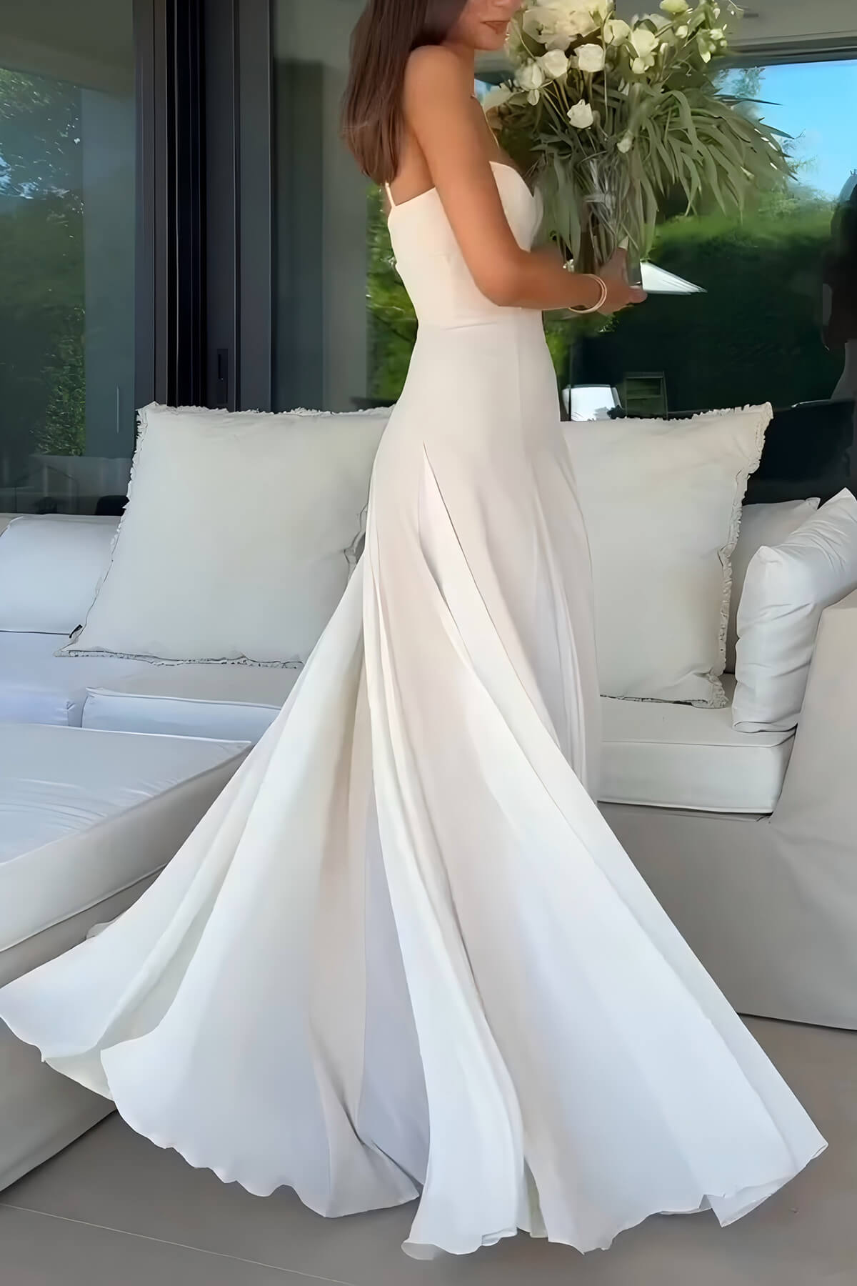 Prismira | Vestido Largo Plisado Elegante Sin Mangas