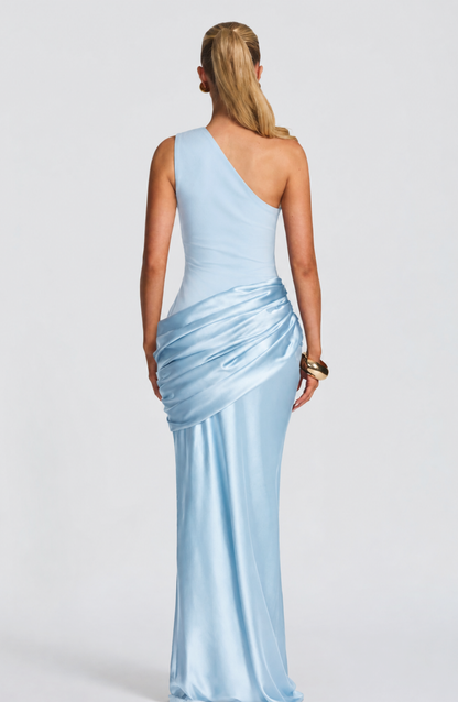 Silena | Vestido Largo Asimétrico Drapeado